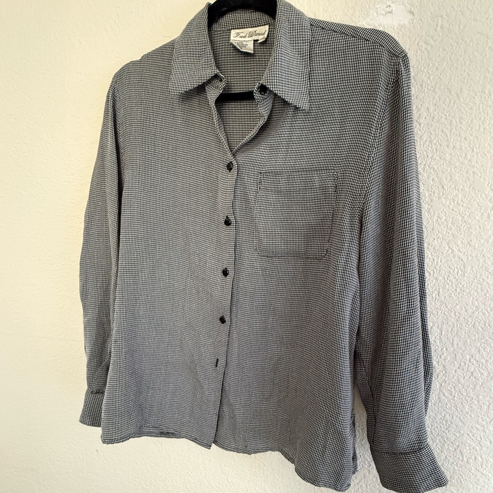 Vintage gingham button down blouse by Fred David